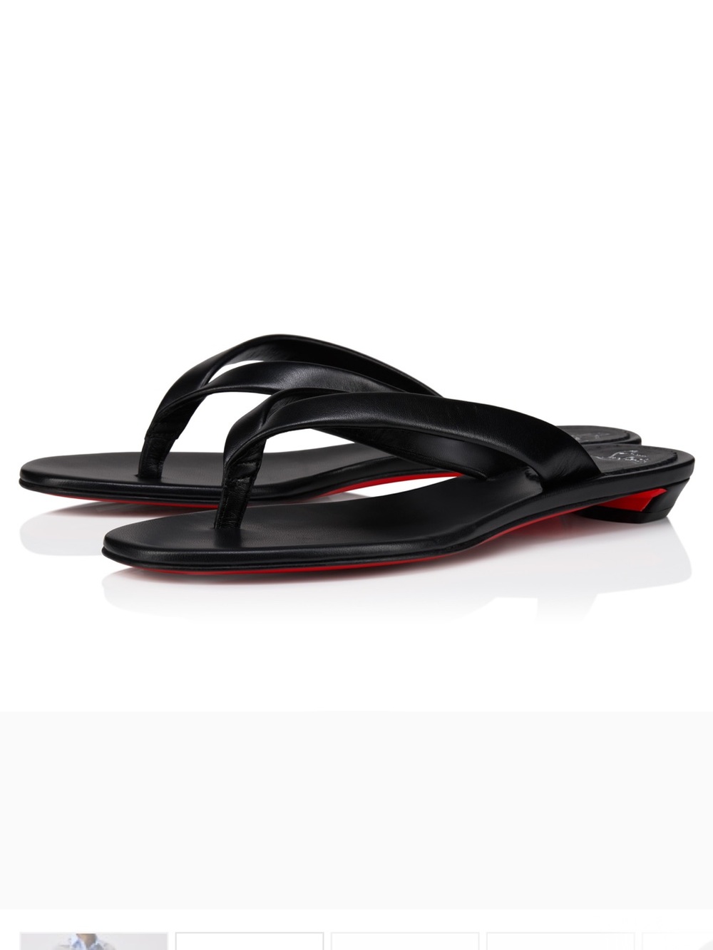 Christian Louboutin Black Leather Thong Sandal Flip-Flops